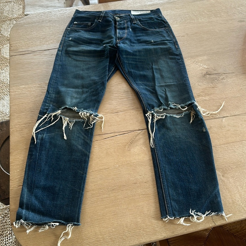 Rag & bone slim straight distressed jeans